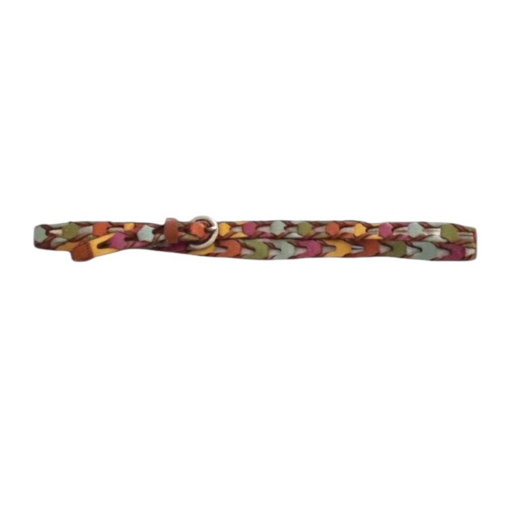 Pastel Spring Real Leather Blue Green Purple Yellow Tan Linked Belt Size Medium